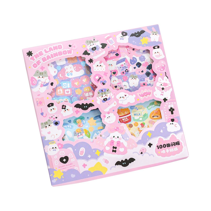 Sticker, rainbow cartoon gift box, scheduler