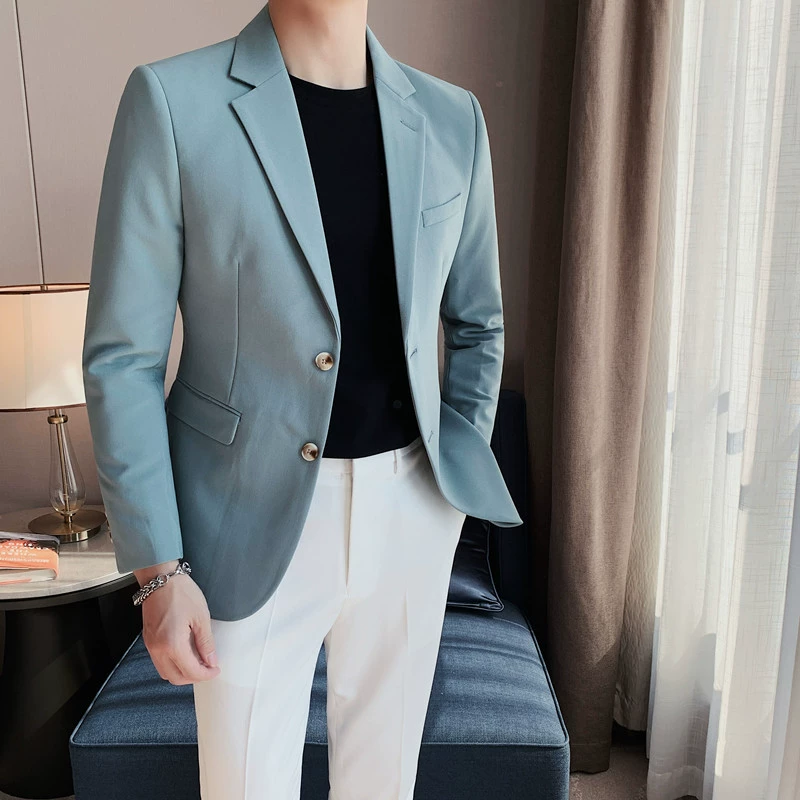 Мужской весенний костюм slim‑fit: пиджак и брюки, легкий, размеры M–4XL