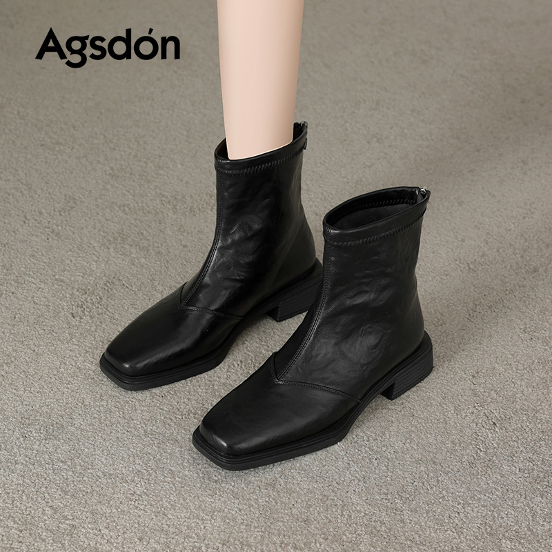 Augusto Lion Martin botas para mujeres 2026 nuevo otoño invierno Chelsea botas de tubo de tabaco gruesas botas negras de lana