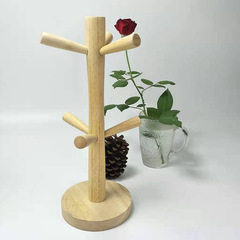 Factory direct supply multi-functional solid wood coffee cup rack drain rack home water cup storage bookshelf wooden rack customizable