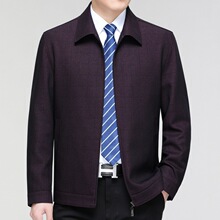 2025春秋羊毛夹克男士商务休闲毛料外套中年爸爸休闲高端男装上衣