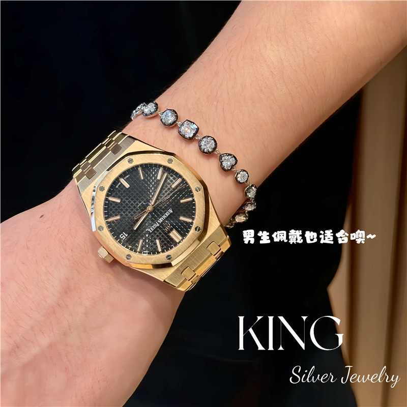 黑银自由 | king银饰珠宝S925银镀金甜酷风男女同款纯银项链手链|undefined