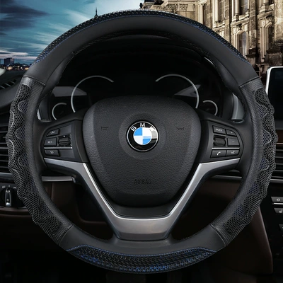 Can Be Used in All Seasons, Steering wheel cover - leather-studs-round-deep-blue-38