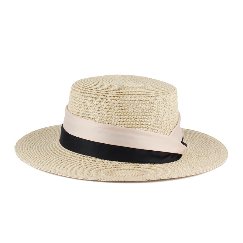Estilo coreano verano de las mujeres sombrero superior plana cúpula al aire libre sombrero de sol moda ala corta protección solar sombrero de paja Comercio exterior al por mayor