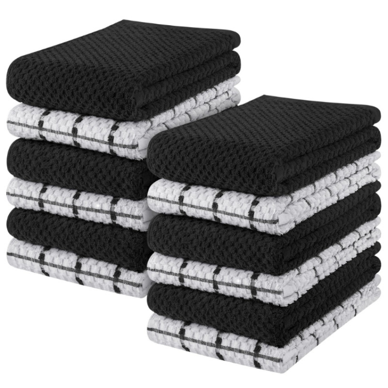 Kitchen towel soft absorbent dish towel tea towel bar cotton rag high absorbent lint-free household scouring pad