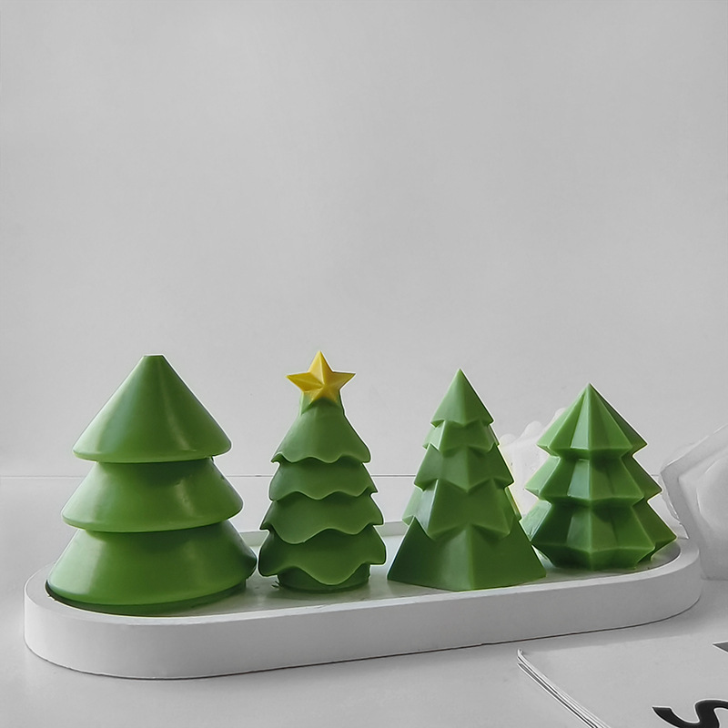 Jiahuimei árbol de Navidad aromaterapia vela molde creativo DIY árbol de Navidad pastel decoración molde de silicona