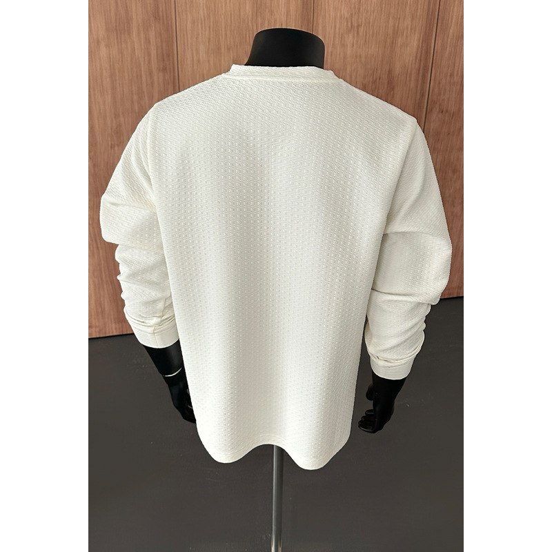 Jacquard Textured Sweatshirt For Men, New Round-neck Spring Style, American Retro Top, Trendy Brand, Stylish And Cool_voghion.com