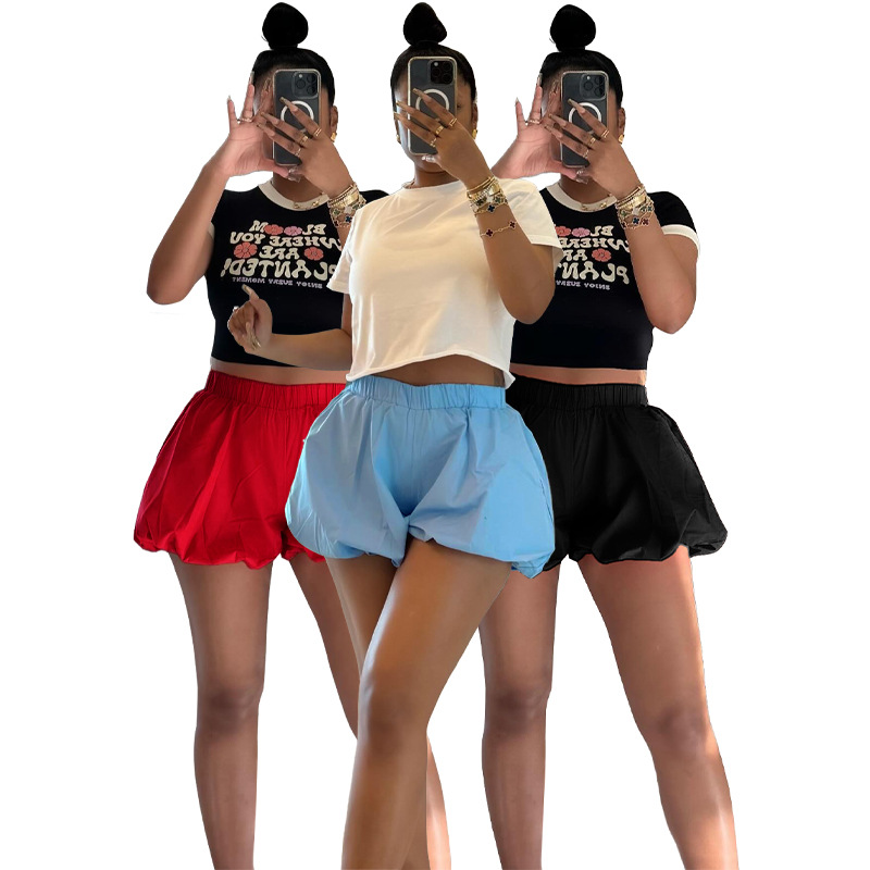 HR24053 欧美女装 双层泡泡蓬松松紧带短裤 Bubble Baddie SHORTS