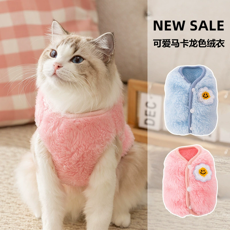 Осенняя и зимняя кошка одежда милые макароновые жилеты флис теплые зимние кошки щенки домашние кошки одежда кошки