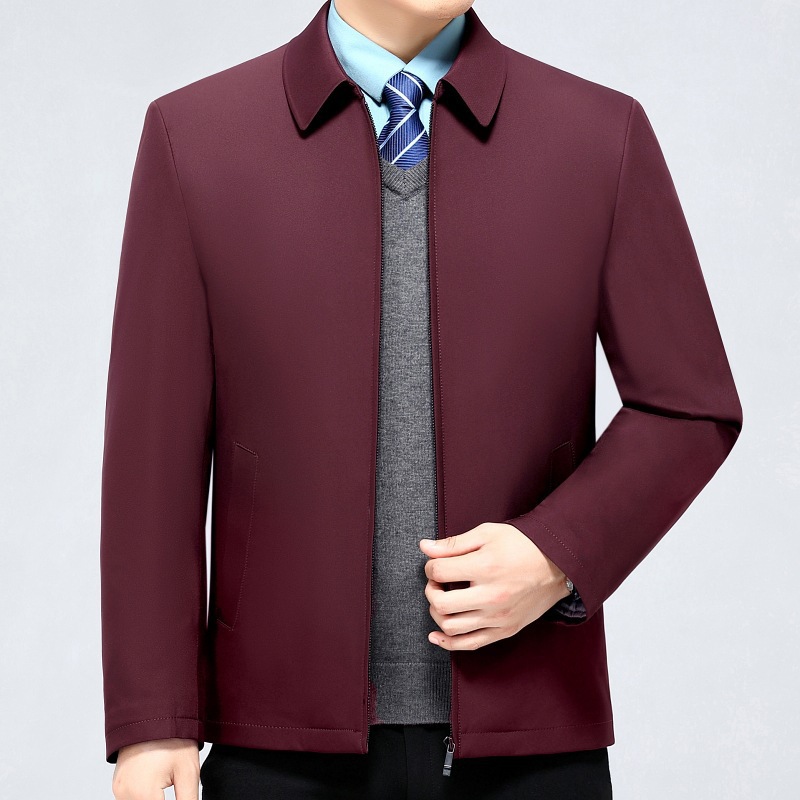 正品牌翻领夹克外套秋冬新款轻奢时尚中老年爸爸大码保暖羽绒服男