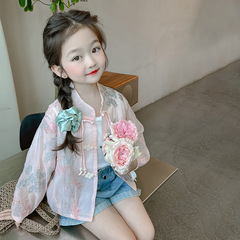 女童夏季薄款外套2024新款洋氣童裝女寶寶衣服夏裝兒童國風防曬衣