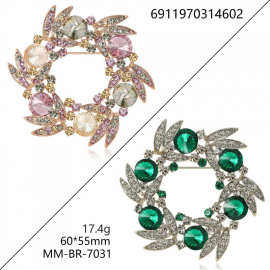 高货韩版复古衬肤水钻花环胸针胸扣胸花防走光扣别针古典气质服饰