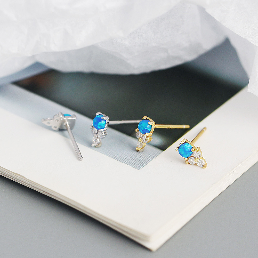 Geometric Fashion 925 Sterling Silver Gem Plating Earrings Ear Studs display picture 5