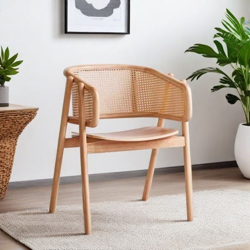 Silla de comedor de madera sólida nórdica de caña sala de té respaldo sofá casero mesas caseras medievales sillas de maquillaje