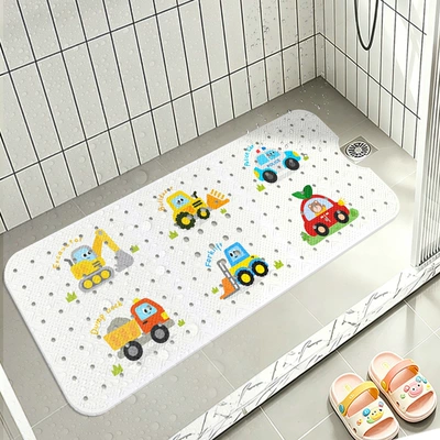 Toy Car with Hole-Shaped Suction Cup Avtomobil döşəmə paspasları - six-cartoon-cars-40x100cm-rectangular-with-holes-drainable-suction-cup-floor-mat