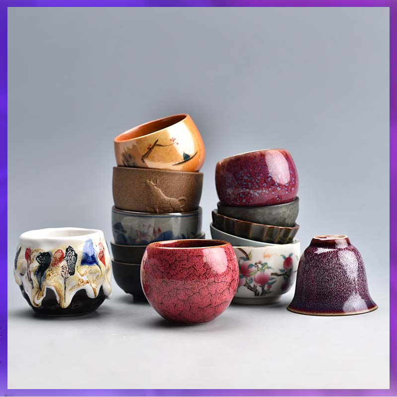 WG6Q茶杯陶瓷功夫茶具品茗杯青花主人杯单杯手绘白瓷紫砂