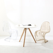 网红潘东椅白色餐椅透明塑料亚克力椅子靠背休闲洽谈椅创意化妆凳