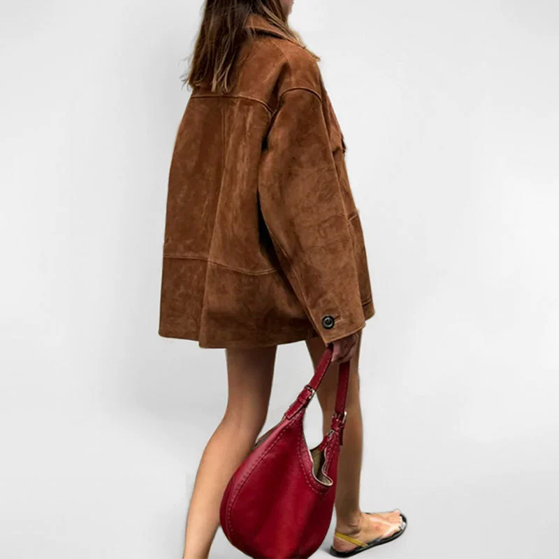 Solid retro elegant jacket for leisure, autumn, European style