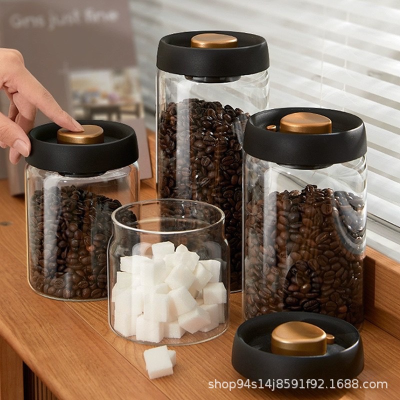 tanque de sellado de alta borosilicona resistente a altas temperaturas de alta sensibilidad a prueba de humedad lata de té lata de almacenamiento de vidrio bombeado al vacío lata de sellado