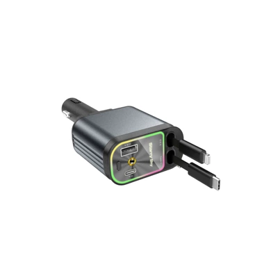 Cross-border exclusive supply of new car phone charger with dual retractable cables and starry sky projection light, four-in-one multifunctional new product (Mobil şarj cihazları) - b1appletype-c