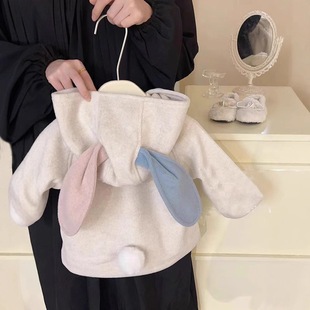 Girls Korean Style Woolen Sweater Jacket Autumn and Winter New Style Little Girl Fashionable Princess Cotton Coat Baby Fashionable Outer Clothing