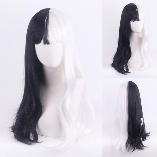 cos wig 101 loyal dog Cruella de Vil black and white witch color matching short curly hair
