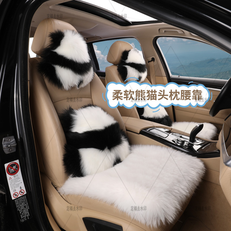 Cross-Border Imitation Long-Haired Wool Panda Pillow Car Plush Cushion Chair Cushion Internet Celebrity Angry Cute Bear