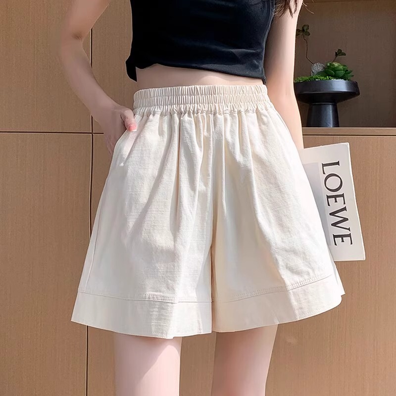 Cotton and Linen Cargo Shorts for Women, Summer Thin Korean Style High-Waisted Comfortable Casual Pants, Loose Slimming A-Line Wide-Leg Pants Cotton and Linen Cargo Shorts for Women, Summer Thin Korean Style High-Waisted Comfortable Casual Pants, Loose Slimming A-Line Wide-Leg Pants