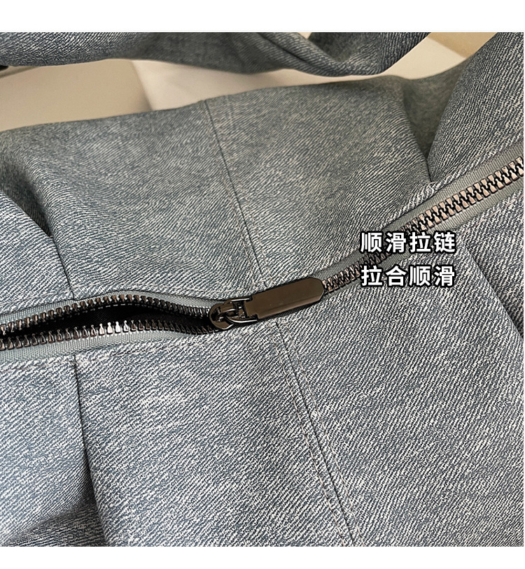 Niche design denim bag for women 2025, large capacity, casual and versatile, single-shoulder crossbody dumpling bag, fashionable underarm bag Specification drawing