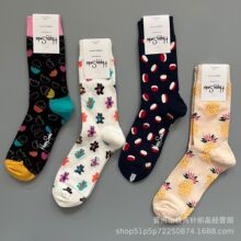 新款happy socks袜子街头潮流嗨皮男袜中筒四季男士棉潮袜批发