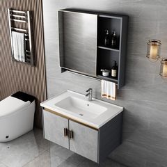 モダンでシンプルなスペースアルミニウムバスルームキャビネットトイレ洗面台組み合わせセラミック洗面台洗面台