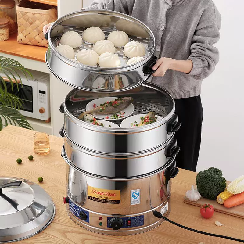 Multilayer capacious steamer stainless steel for commercial use