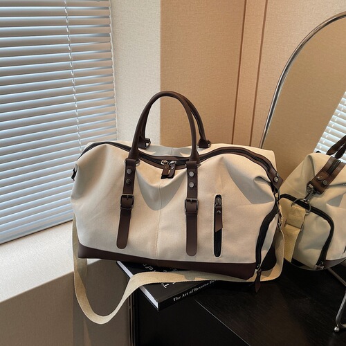 New Style Travel Canvas Tote Bag, Men's Fashion Trendy Large Capacity Short Trip Shoulder Bag Luggage Bag