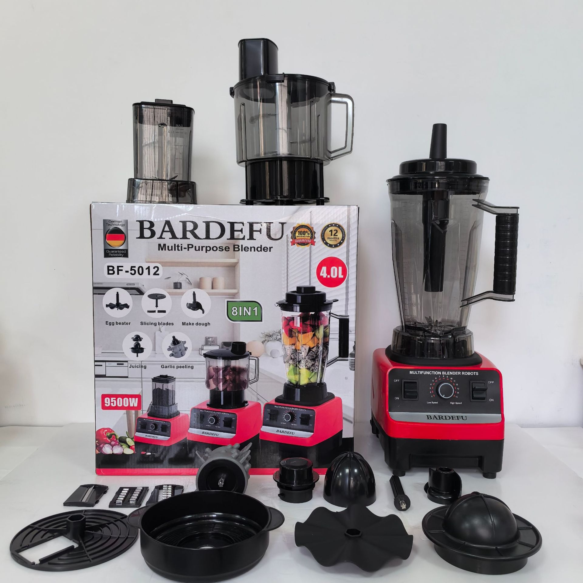 8in1 Edelstahl-Standmixer multifunktional, großes Fassungsvermögen