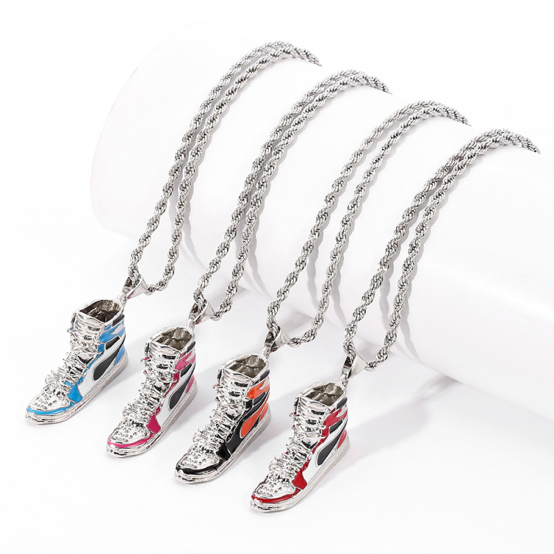 Trendy Aj Sneakers Alloy Pendant Necklace Personalized Unisex Hip-Hop Niche Design Versatile Gift Pendant Accessory Trendy Aj Sneakers Alloy Pendant Necklace Personalized Unisex Hip-Hop Niche Design Versatile Gift Pendant Accessory