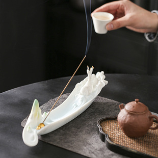 White Porcelain Line Incense Insert Household Desktop Ornaments Decorations Line Incense Lven Incense Pot Tea Room Creative Ceramic Line Incense Base