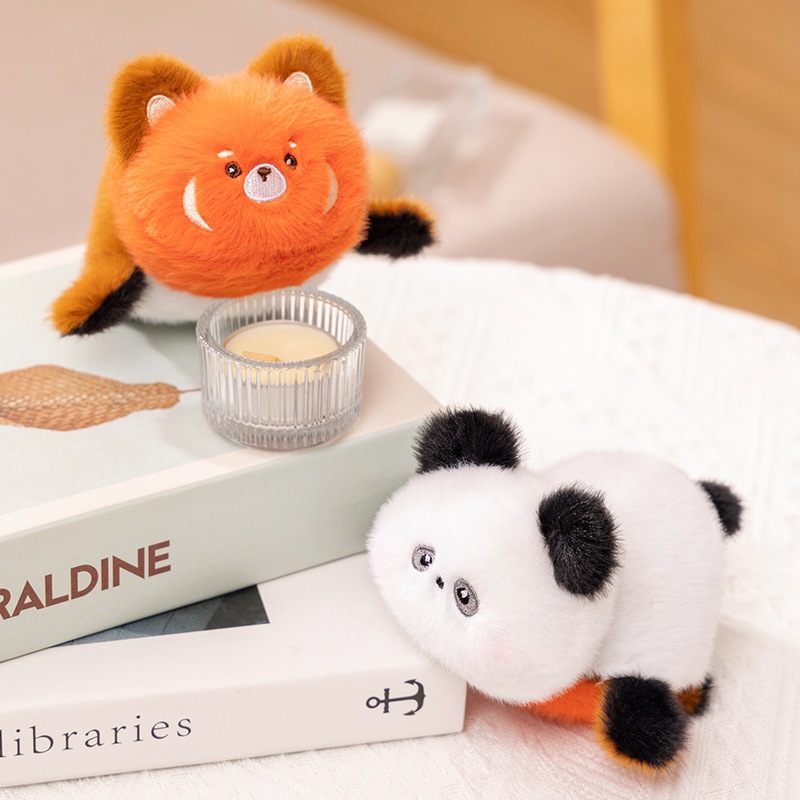Nuevos productos transfronterizos lindos panda voltear colgantes de animales bolsas de muñecas de dibujos animados bolsas de llaveros juguetes de peluche colgantes lotes image 6