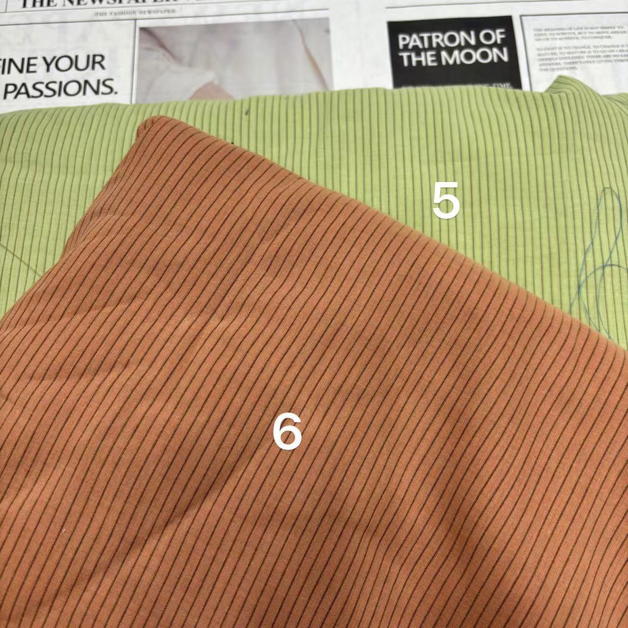 全棉树莓色条子细条春夏连衣裙衬衫防晒布料抱枕娃娃衣头饰装饰布