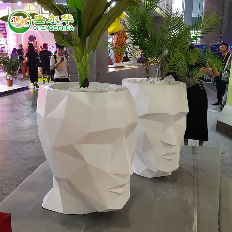 创意商场酒店客厅样板房KTV玻璃钢花盆户外落地花器花瓶花钵花缸