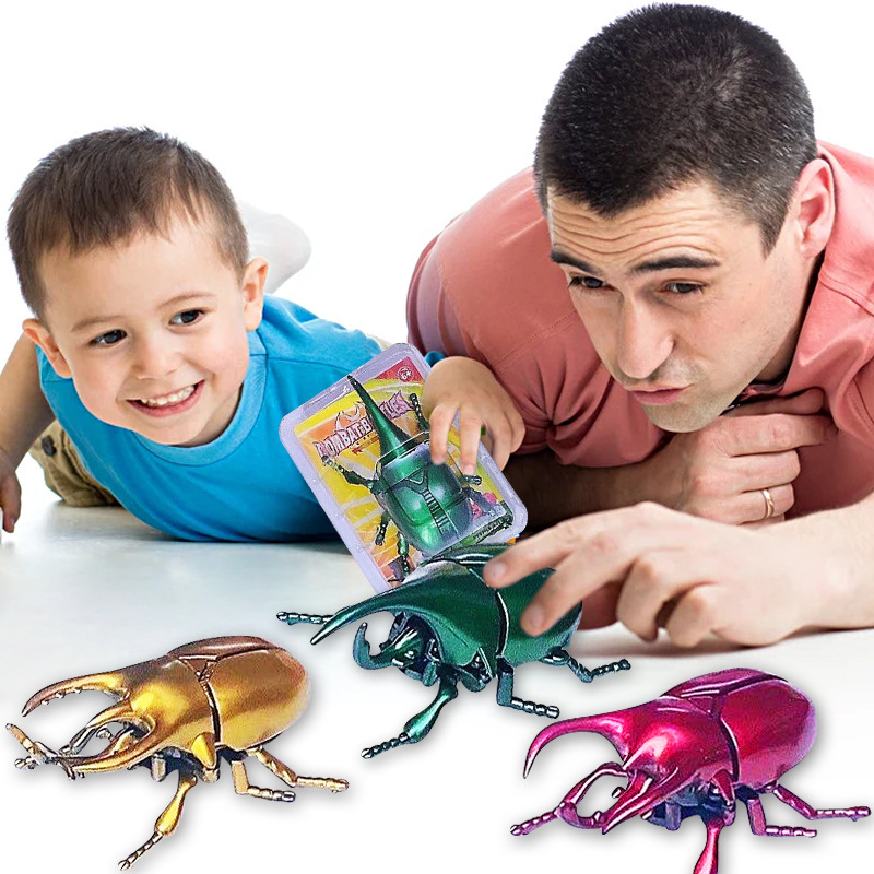 New Creative Trick Props Moving Insect Model Children's Chain Fighting Beetle Coil Animal Toy