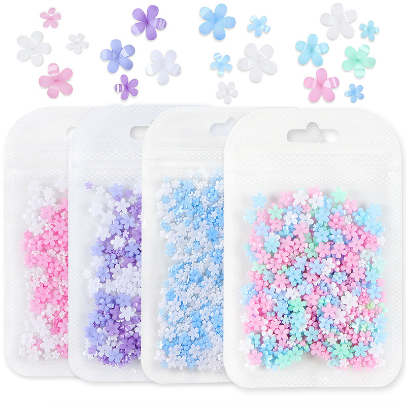 400 mixed color five-petal flower nail jewelry bag White pink acrylic flower jewelry resin flower accessories 400 mixed color five-petal flower nail jewelry bag White pink acrylic flower jewelry resin flower accessories