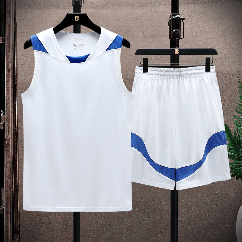Verano delgado secado rápido pantalones cortos de manga corta deportivos casuales chaleco de fitness traje de baloncesto set camiseta sin mangas de hielo hombre