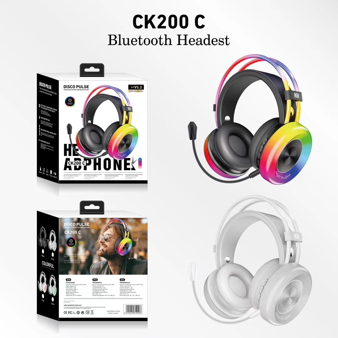 Nuevo comercio exterior e-deportes CK200C auriculares Bluetooth auriculares RGB luz auriculares computadora especial juego con micrófono