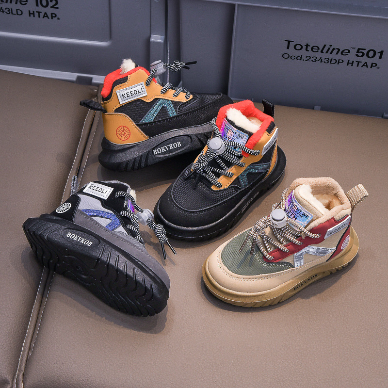 Botas de nieve para niños 2025 nuevas zapatillas deportivas de invierno de algodón zapatos de terciopelo grueso 21 - 30 zapatos infantiles para niños