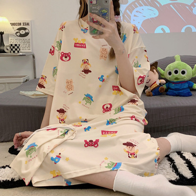Camisón mujer verano manga corta 2024 estilo ins japonés lindo perro de laurel de jade talla grande se puede usar ropa de hogar para mujeres embarazadas