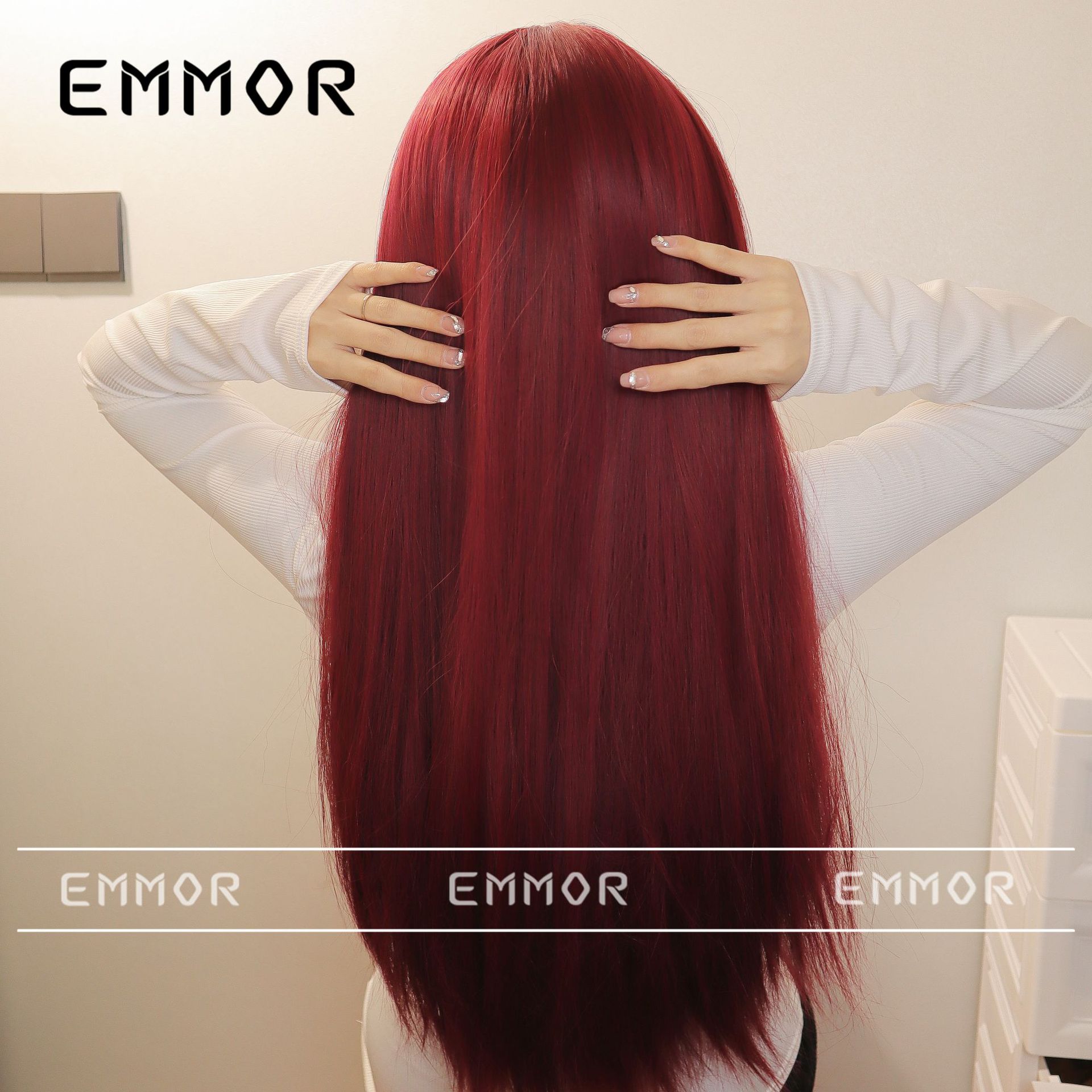 Estilo japonés y coreano nueva peluca femenina recta Bangs Pelo Largo cubierta completa de la cabeza natural mullida reducción de la edad peluca Lolita