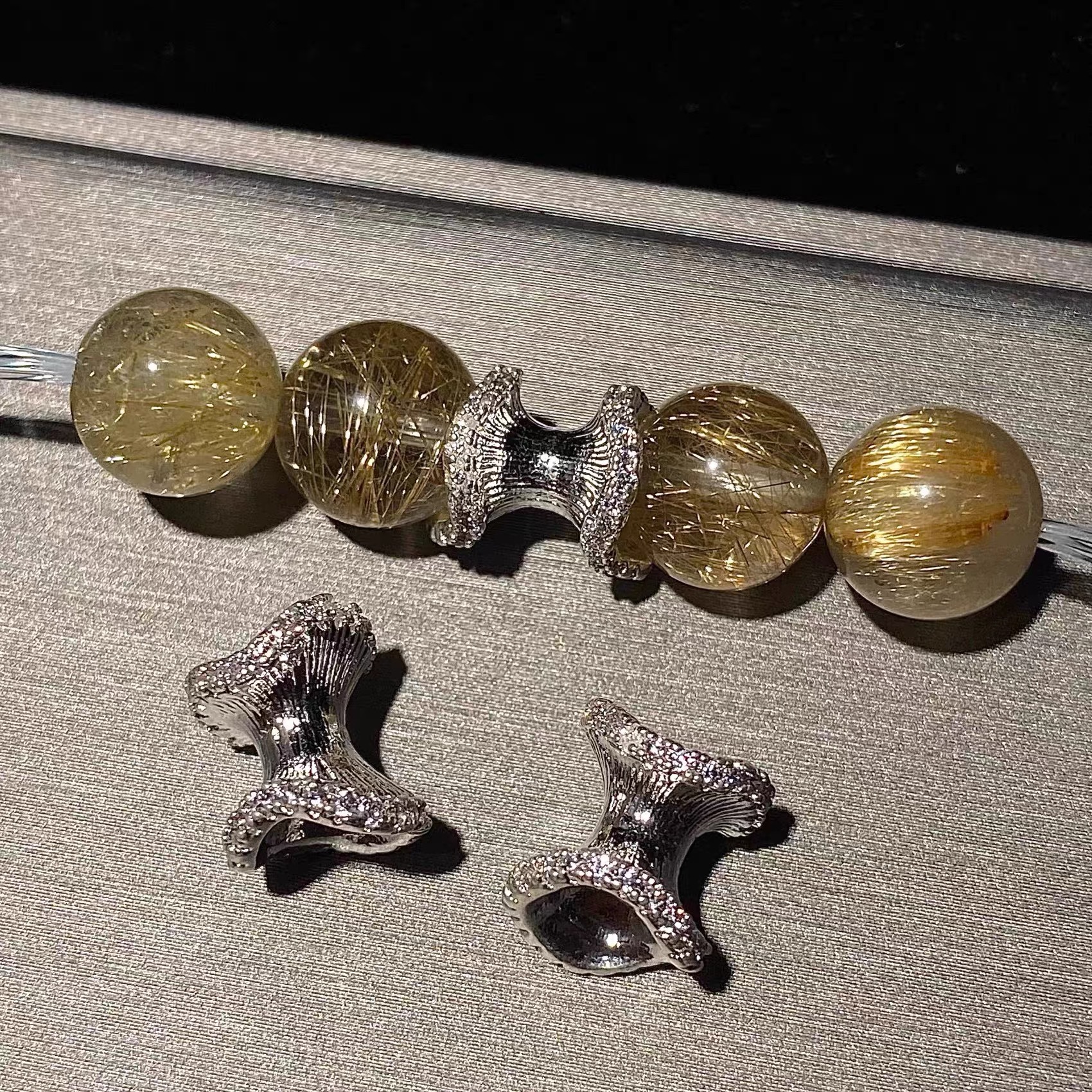 Color-Preserving Zircon Inlay Irregular Double-Headed Flower Bead Spacer Crystal DIY Handmade Bracelet Materials Accessories