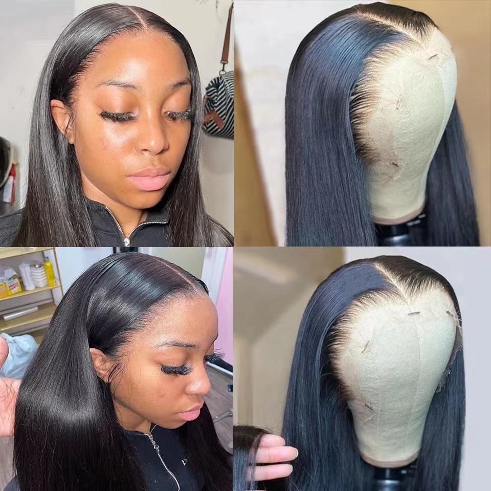 Women's Long Straight Synthetic Hair Wig Lace Front Full Headpiece European American Style High Temperature Fiber_voghion.com