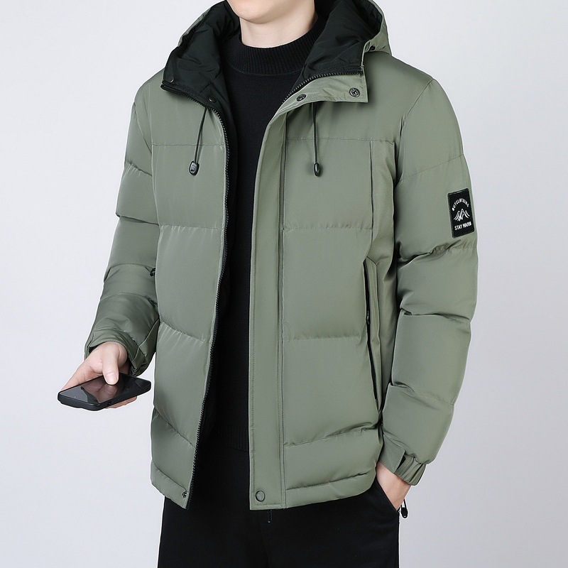 Invierno de invierno de algodón de pluma de tamaño grande hombre moda de la juventud de algodón cálido grueso chaqueta de algodón con capuchón suelta