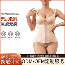 跨境新亚马逊拉链双层网塑性紧身束腰收腹背心女欧美运动塑身上衣